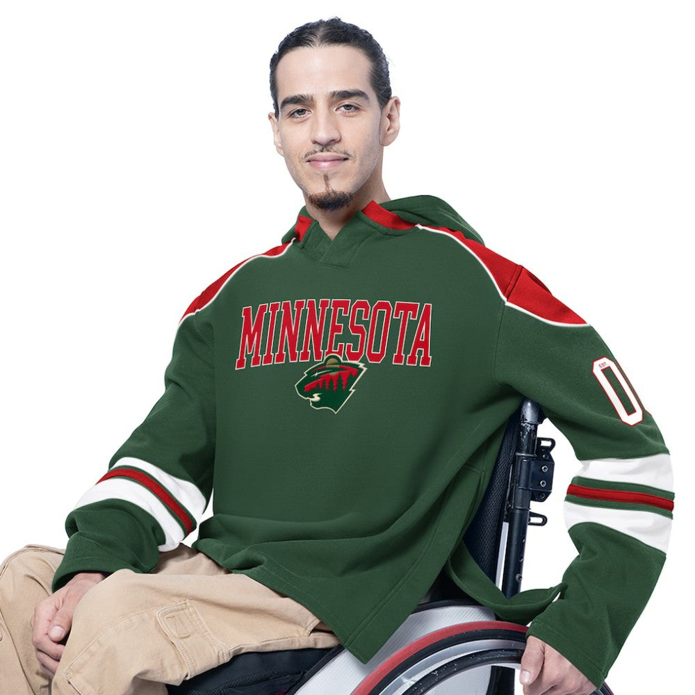 Minnesota Wild G-III Sports by Carl Banks Adaptive Wear Lord Stanley Hooded Long Sleeve Sweatshirt Green
