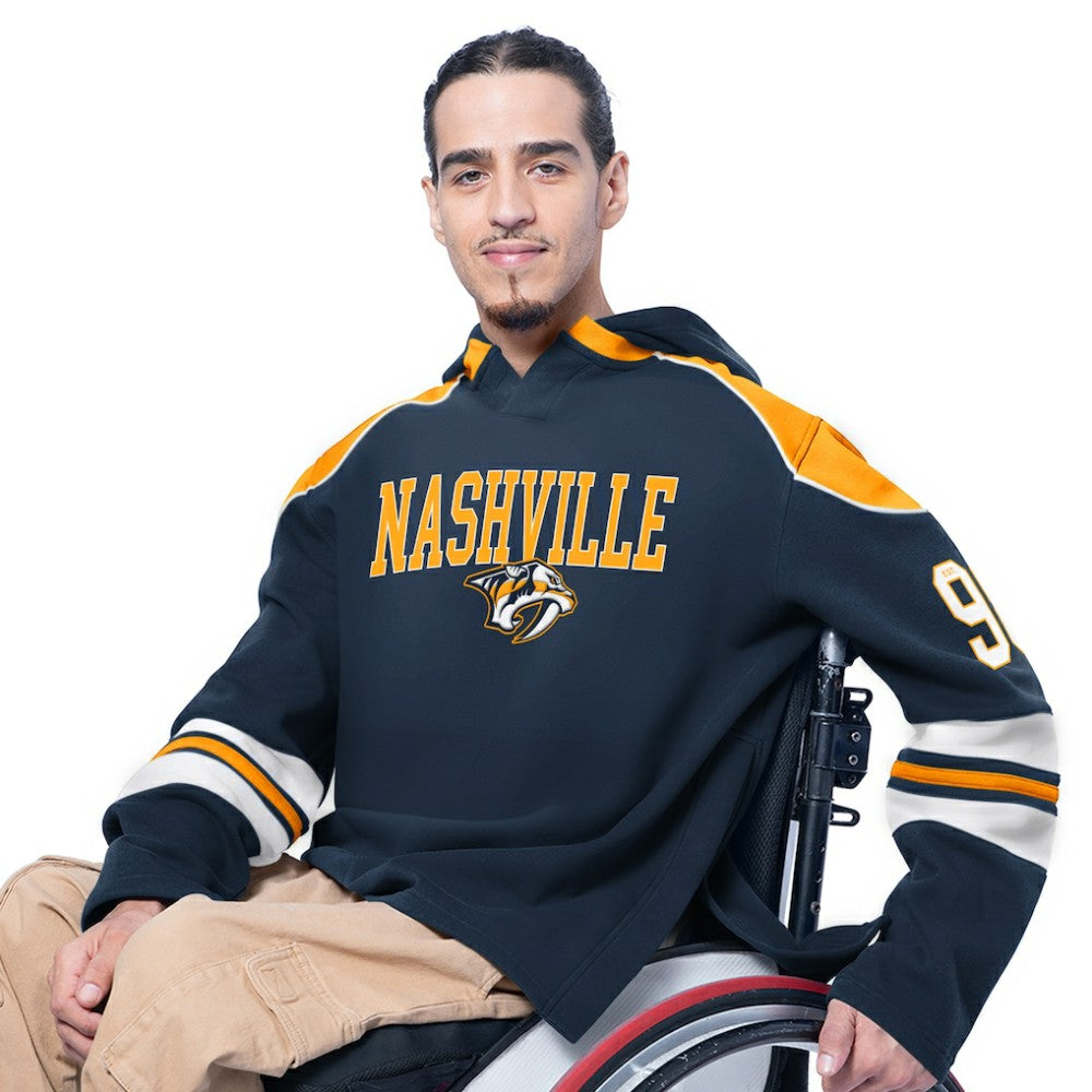 Nashville Predators G-III Sports by Carl Banks Adaptive Wear Lord Stanley Hooded Long Sleeve Sweatshirt Navy
