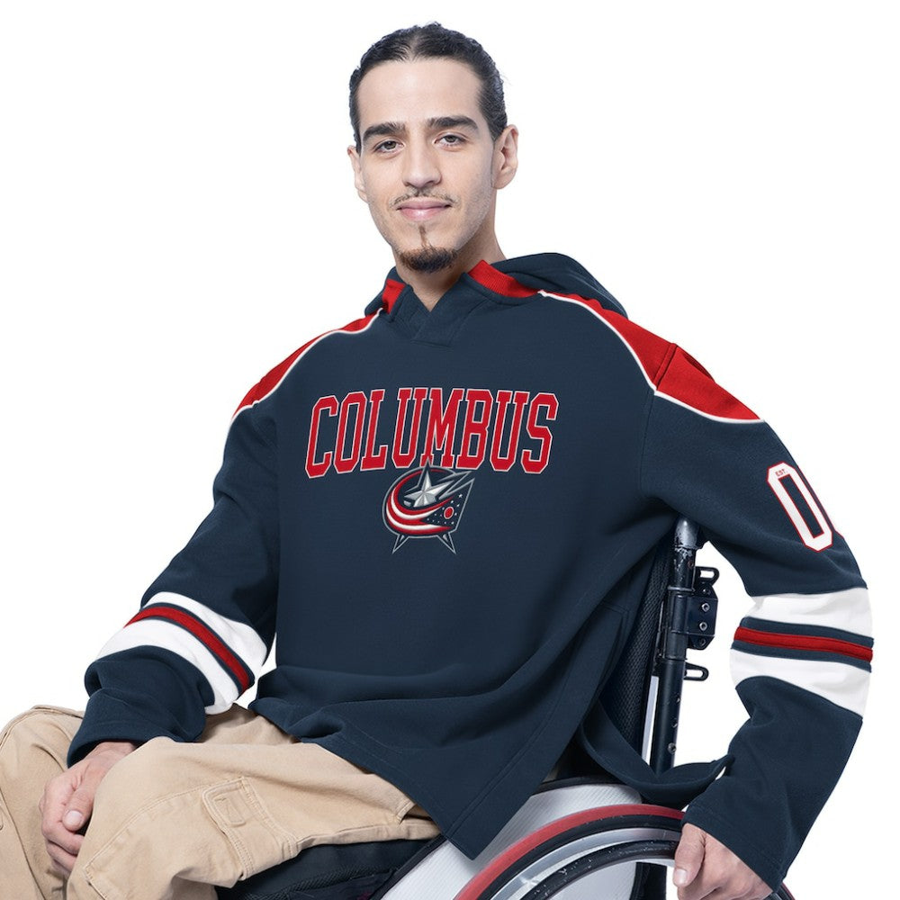 Columbus Blue Jackets G-III Sports by Carl Banks Adaptive Wear Lord Stanley Hooded Long Sleeve Sweatshirt Navy