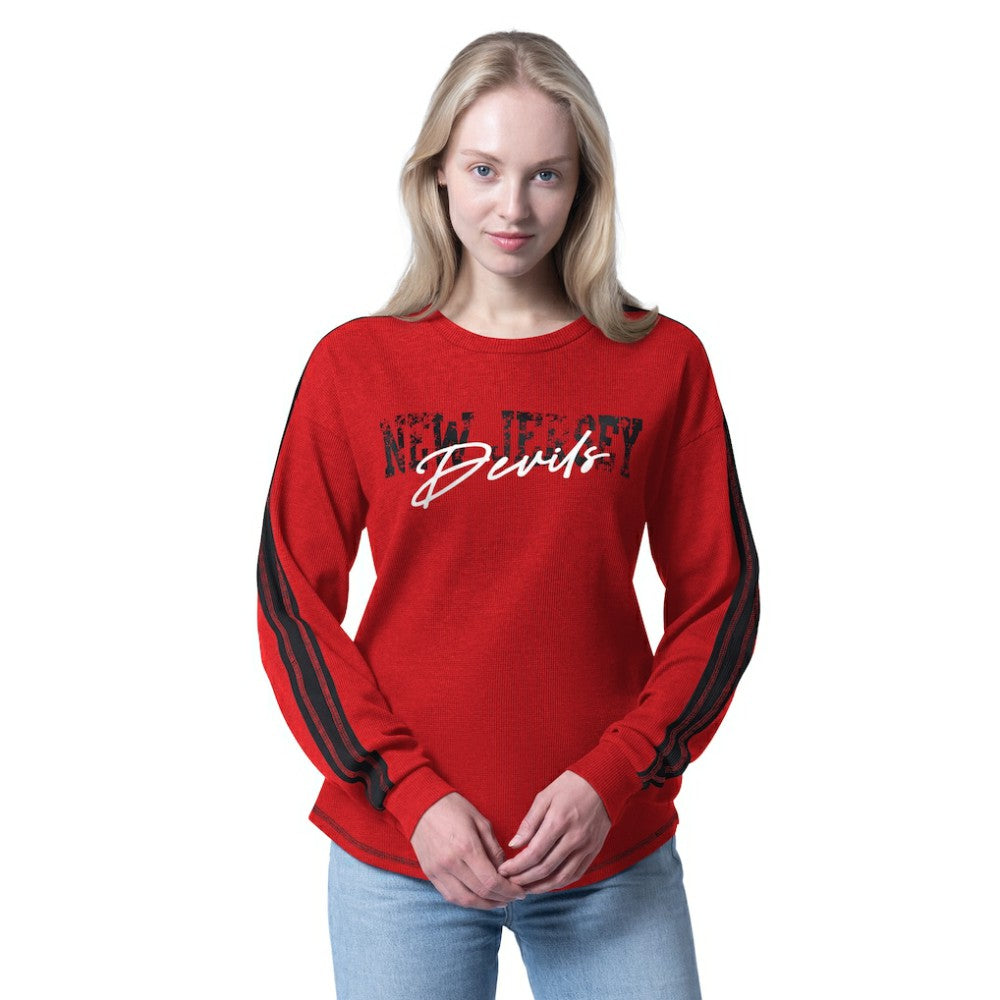 New Jersey Devils G-III 4Her by Carl Banks Women's Advantage Thermal Long-Sleeve Tri-Blend T-Shirt Red