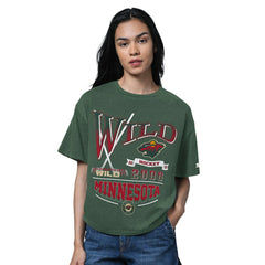 Minnesota Wild Starter Women's Oversized Hall of Fame T-Shirt Heather Green