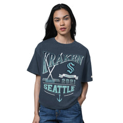Seattle Kraken Starter Women's Oversized Hall of Fame T-Shirt Heather Deep Sea Blue