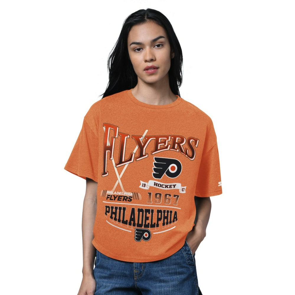 Philadelphia Flyers Starter Women's Oversized Hall of Fame T-Shirt Heather Orange