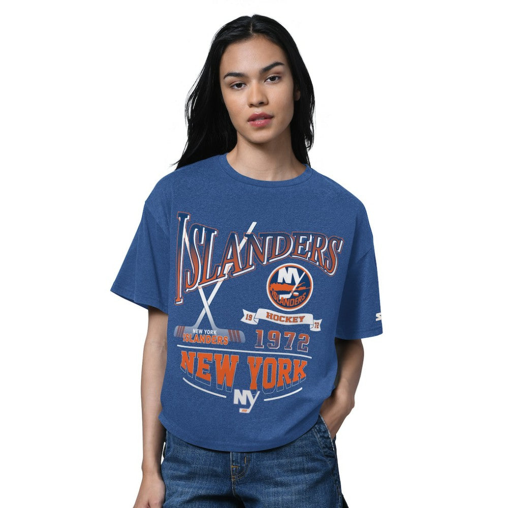 New York Islanders Starter Women's Oversized Hall of Fame T-Shirt Heather Royal