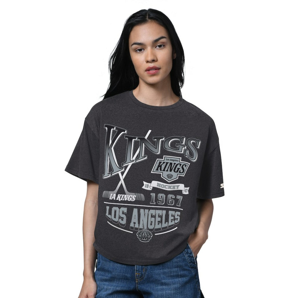 Los Angeles Kings Starter Women's Oversized Hall of Fame T-Shirt Heather Black