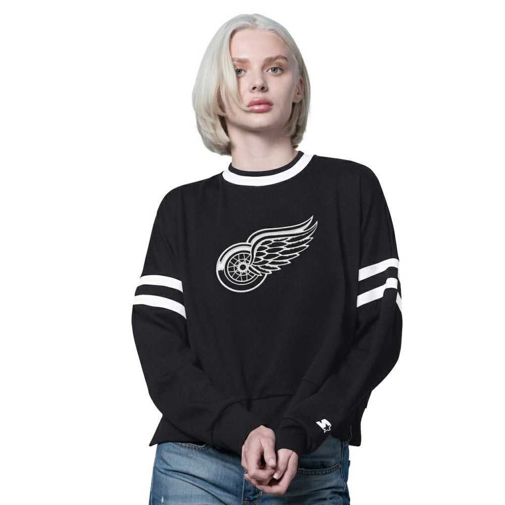 Detroit Red Wings Starter Women's Rally Fleece Cropped Sweatshirt Black