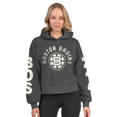 Boston Bruins Starter Women's Star Player Cropped Fleece Hoodie Heather Charcoal
