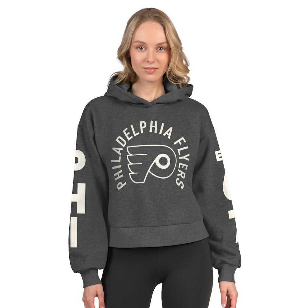 Philadelphia Flyers Starter Women's Star Player Cropped Fleece Hoodie Heather Charcoal