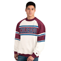 Colorado Avalanche Starter Male Adult Defense Fleece Crewneck Sweatshirt White