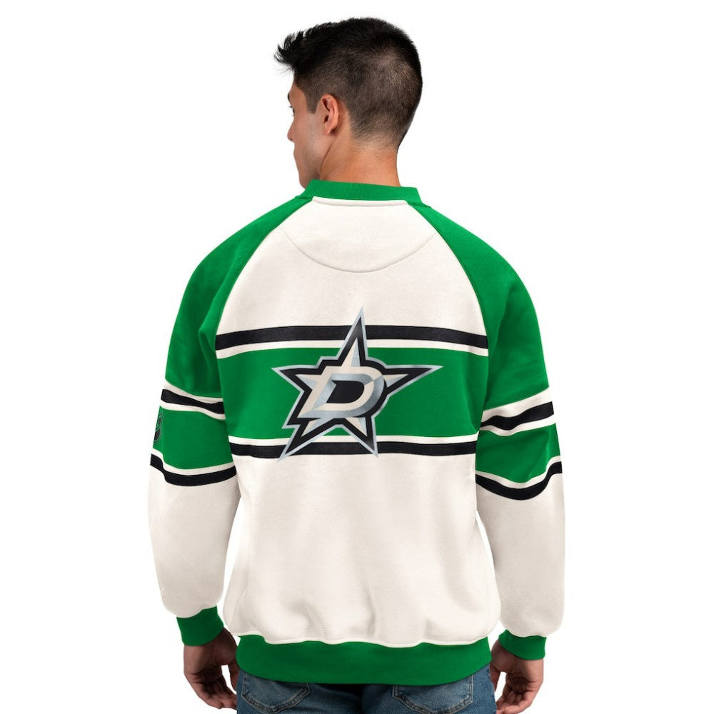Dallas Stars Starter Male Adult Defense Fleece Crewneck Sweatshirt White