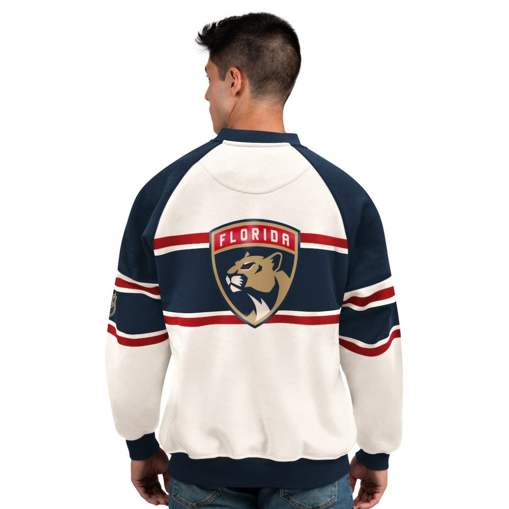 Florida Panthers Starter Male Adult Defense Fleece Crewneck Sweatshirt White
