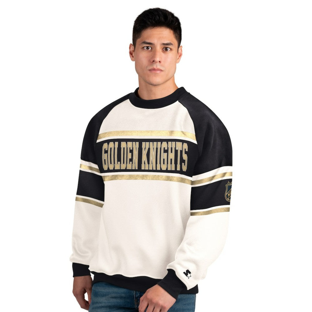 Vegas Golden Knights Starter Male Adult Defense Fleece Crewneck Sweatshirt White