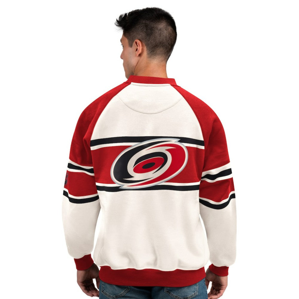 Carolina Hurricanes Starter Male Adult Defense Fleece Crewneck Sweatshirt White
