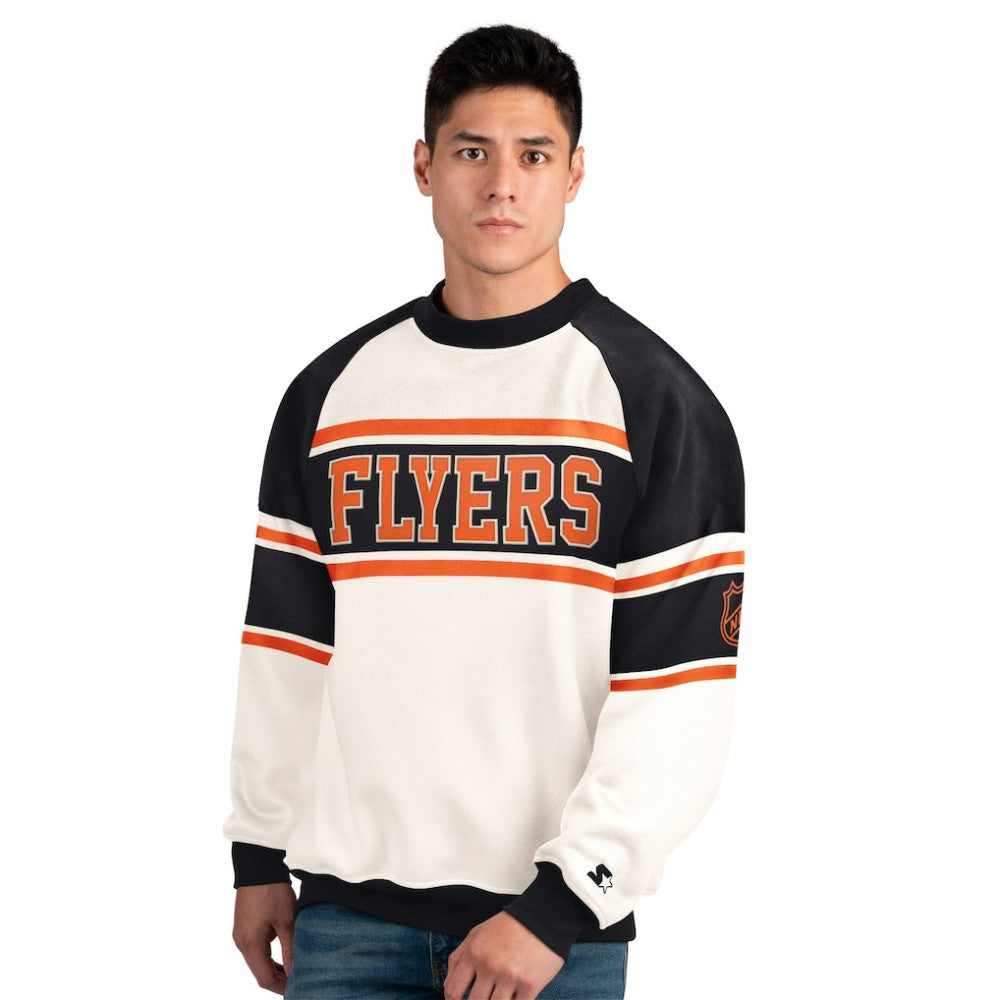 Philadelphia Flyers Starter Male Adult Defense Fleece Crewneck Sweatshirt White