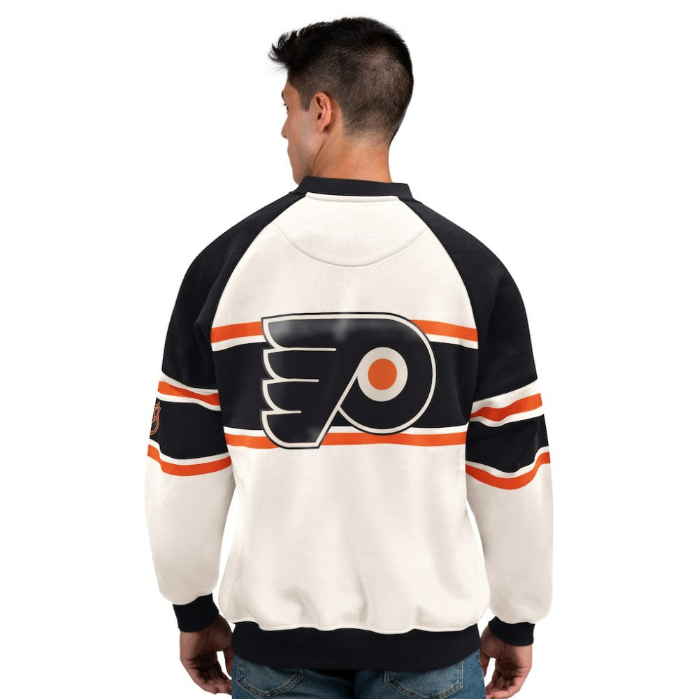 Philadelphia Flyers Starter Male Adult Defense Fleece Crewneck Sweatshirt White