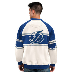 Tampa Bay Lightning Starter Male Adult Defense Fleece Crewneck Sweatshirt White