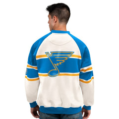 St. Louis Blues Starter Male Adult Defense Fleece Crewneck Sweatshirt White