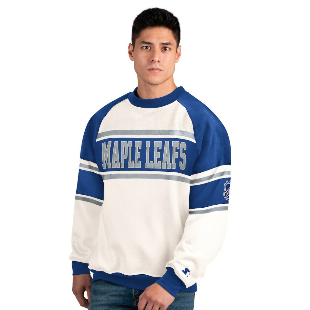 Toronto Maple Leafs Starter Male Adult Defense Fleece Crewneck Sweatshirt White
