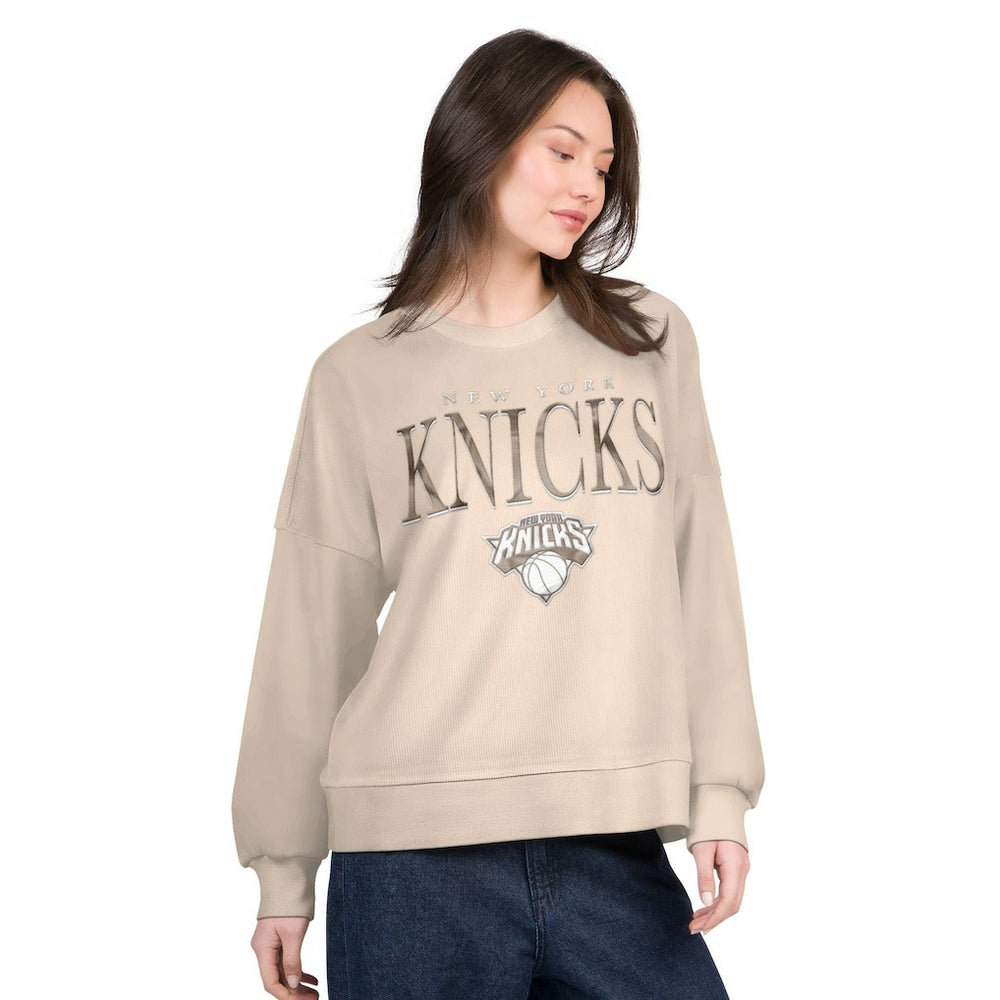 New York Knicks G-III 4Her by Carl Banks Women's Oversized Vet II Sweatshirt - Natural online