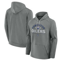 Edmonton Oilers Fanatics 2025 Stanley Cup Playoffs Authentic Pro Rink Fly Fleece Pullover Hoodie Gray