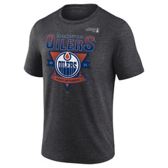 Edmonton Oilers Fanatics 2025 Stanley Cup Playoffs Crossbar Tri-Blend T-Shirt Heather Charcoal