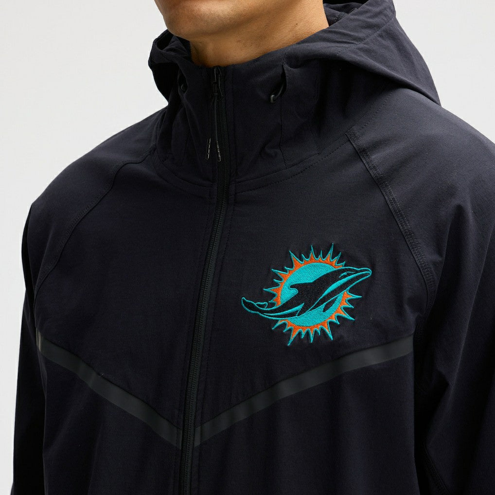 Miami Dolphins 2025 Rivalries Collection Tech Raglan Full-Zip Jacket - Pitch Blue | Nike on sale