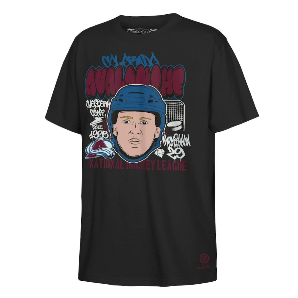 Nathan MacKinnon Colorado Avalanche Mitchell & Ness Youth Caricature T-Shirt Black