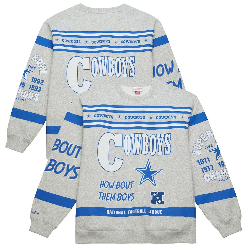 Dallas Cowboys All Over Print Retro Fleece Sweatshirt - Heather Gray cheap
