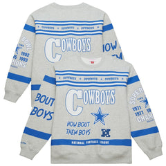 Dallas Cowboys All Over Print Retro Fleece Sweatshirt - Heather Gray cheap