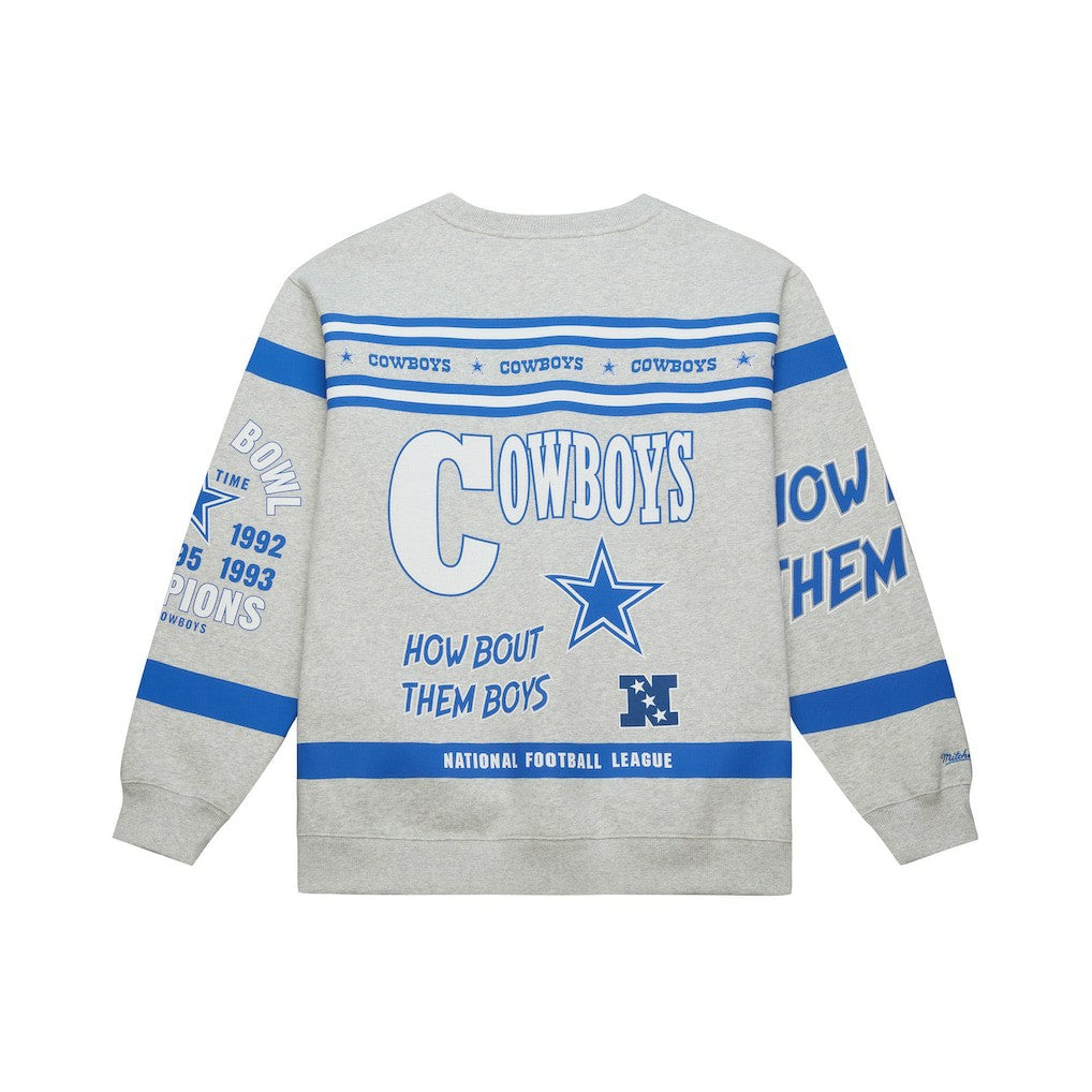 Dallas Cowboys All Over Print Retro Fleece Sweatshirt - Heather Gray cheap