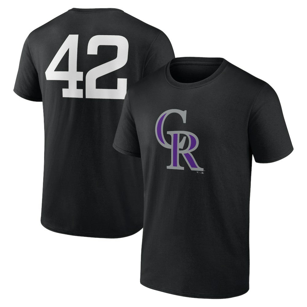 Colorado Rockies Jackie Robinson Day Name & Number T-Shirt - Black