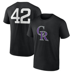 Colorado Rockies Jackie Robinson Day Name & Number T-Shirt - Black