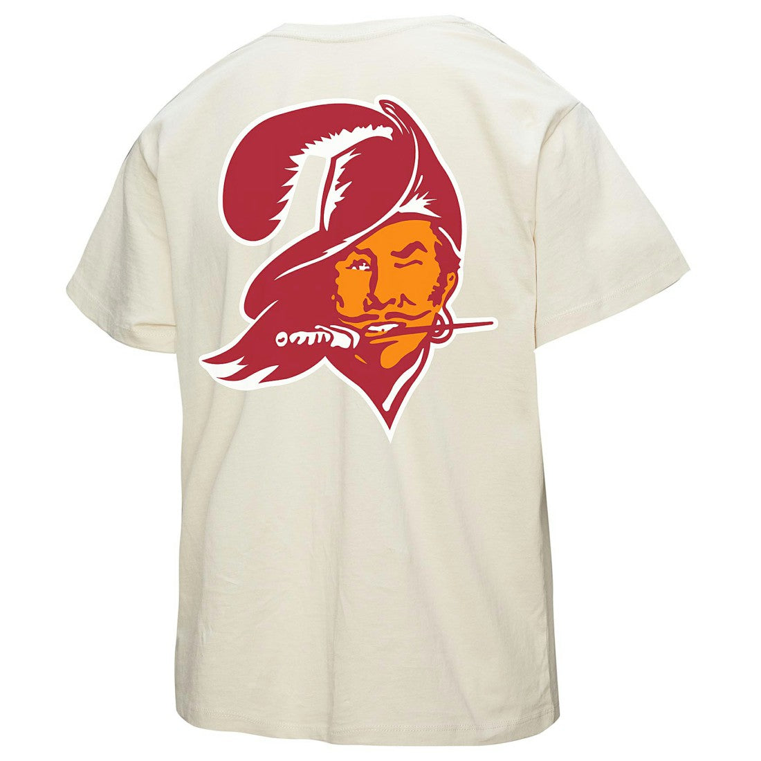 Tampa Bay Buccaneers Women's 50th Season Pirate Oversized Boyfriend T-Shirt - Cream discount