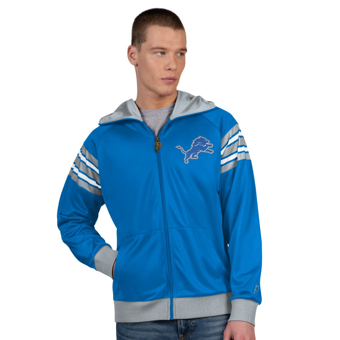 Detroit Lions Pro Player Helmet Full-Zip Hooded Track Jacket - Blue/Silver online