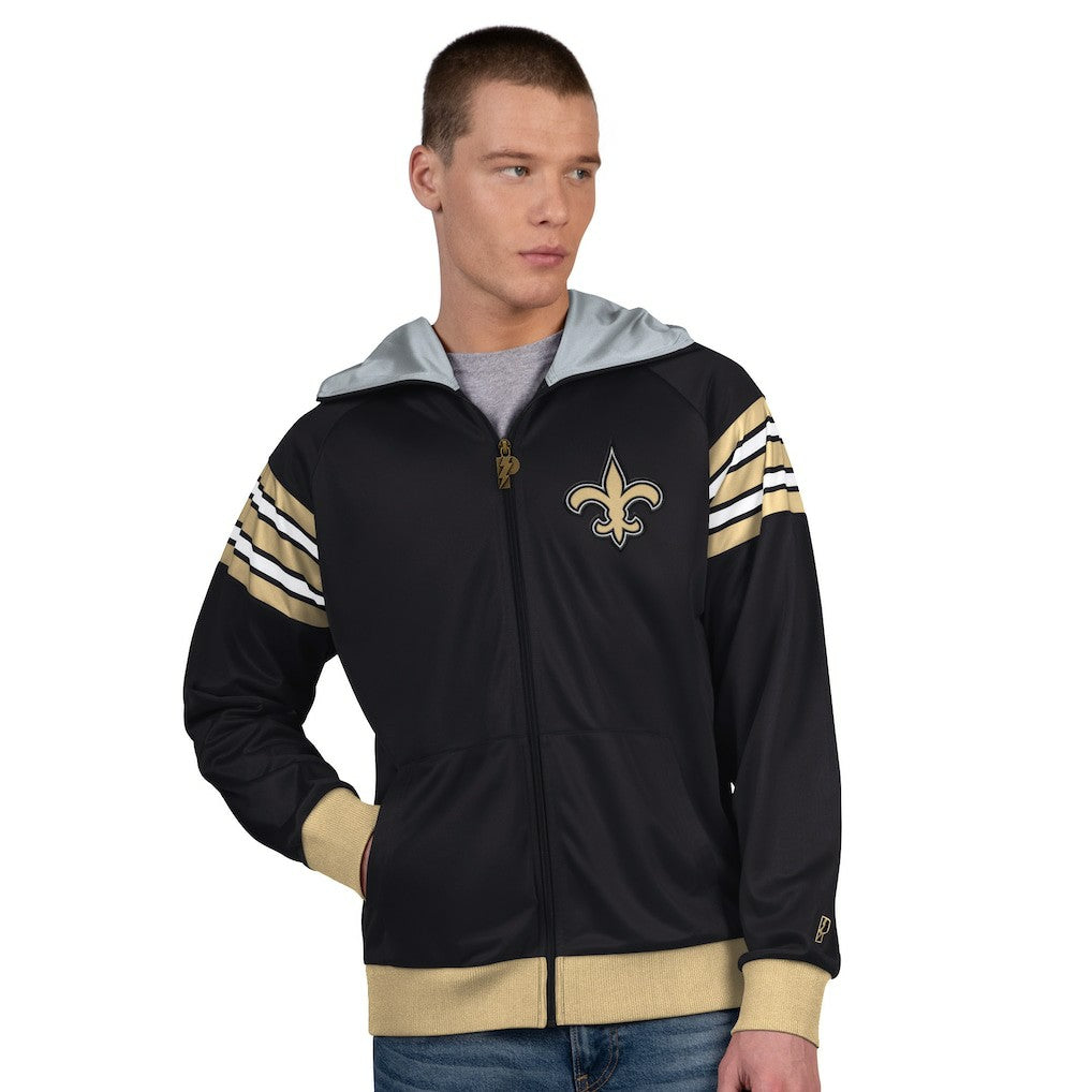 New Orleans Saints Pro Player Helmet Full-Zip Hooded Track Jacket - Black/Gold online