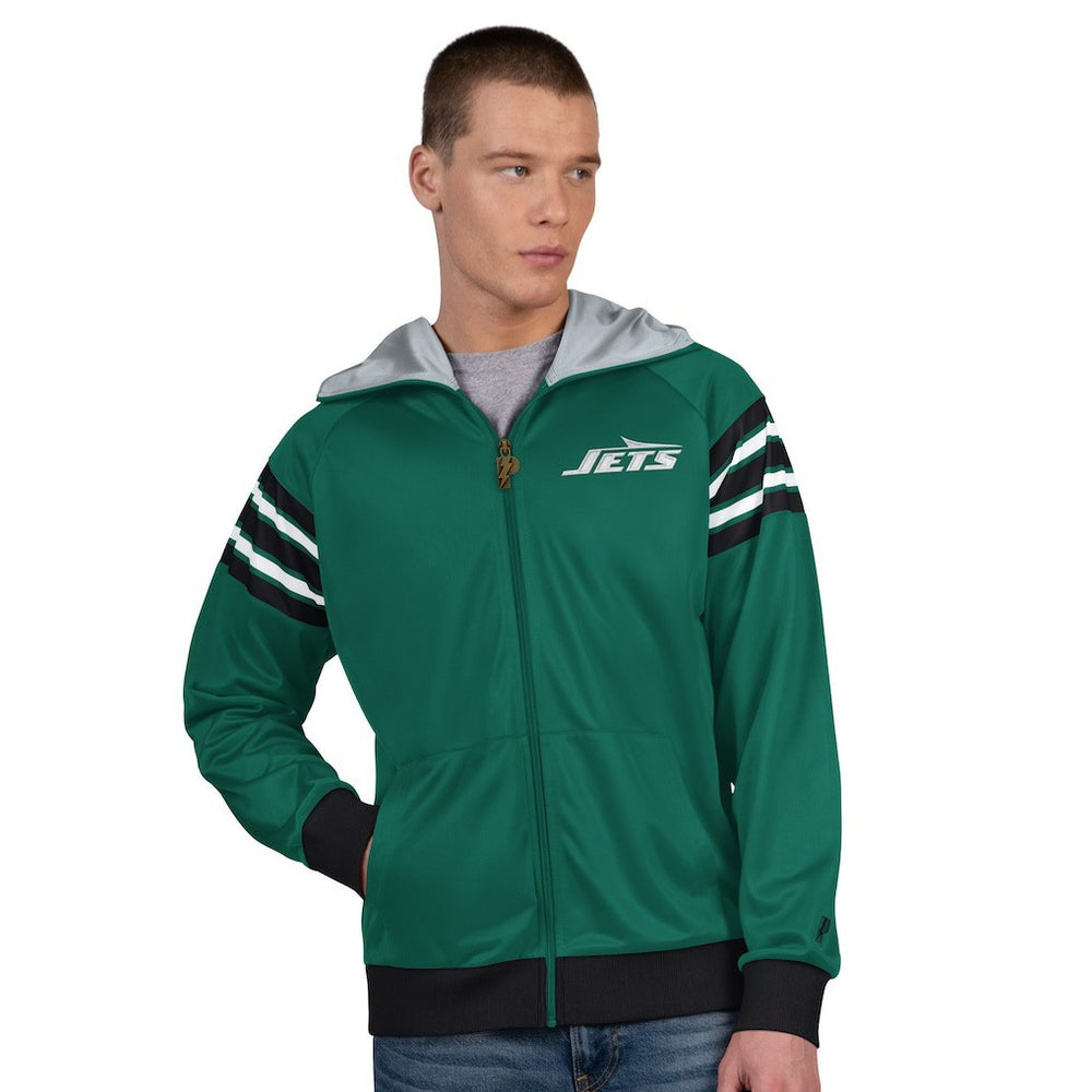New York Jets Pro Player Helmet Full-Zip Hooded Track Jacket - Green/Black on sale