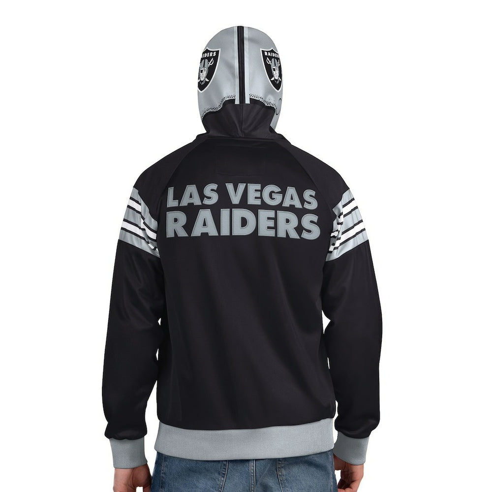 Las Vegas Raiders Pro Player Helmet Full-Zip Hooded Track Jacket - Black/Silver sale
