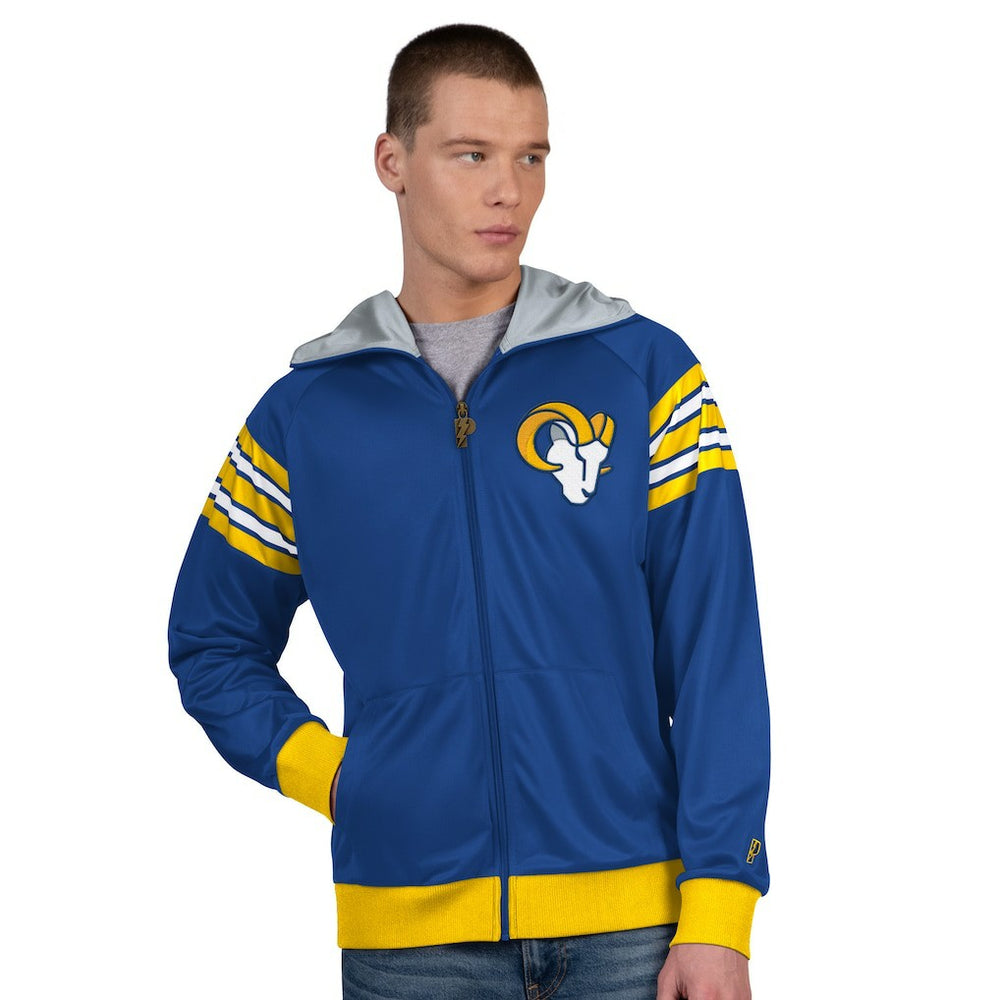 Los Angeles Rams Pro Player Helmet Full-Zip Hooded Track Jacket - Royal/Gold discount