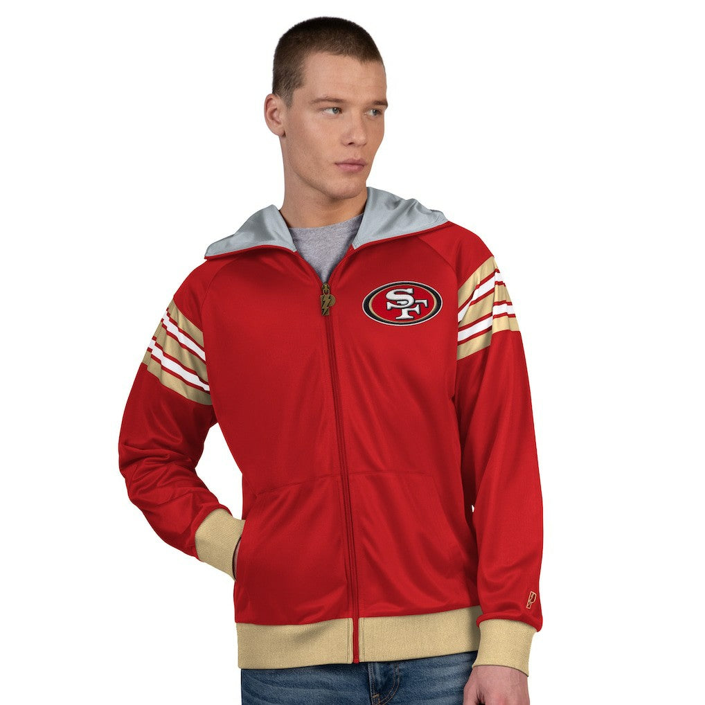 San Francisco 49ers Pro Player Helmet Full-Zip Hooded Track Jacket - Scarlet/Gold online