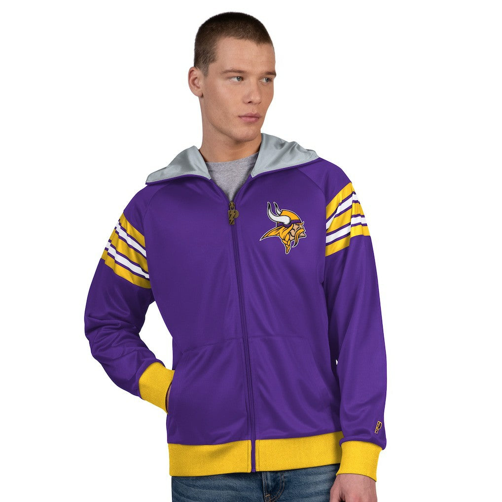 Minnesota Vikings Pro Player Helmet Full-Zip Hooded Track Jacket - Purple/Gold discount
