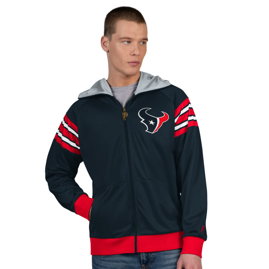 Houston Texans Pro Player Helmet Full-Zip Hooded Track Jacket - Navy/Red sale