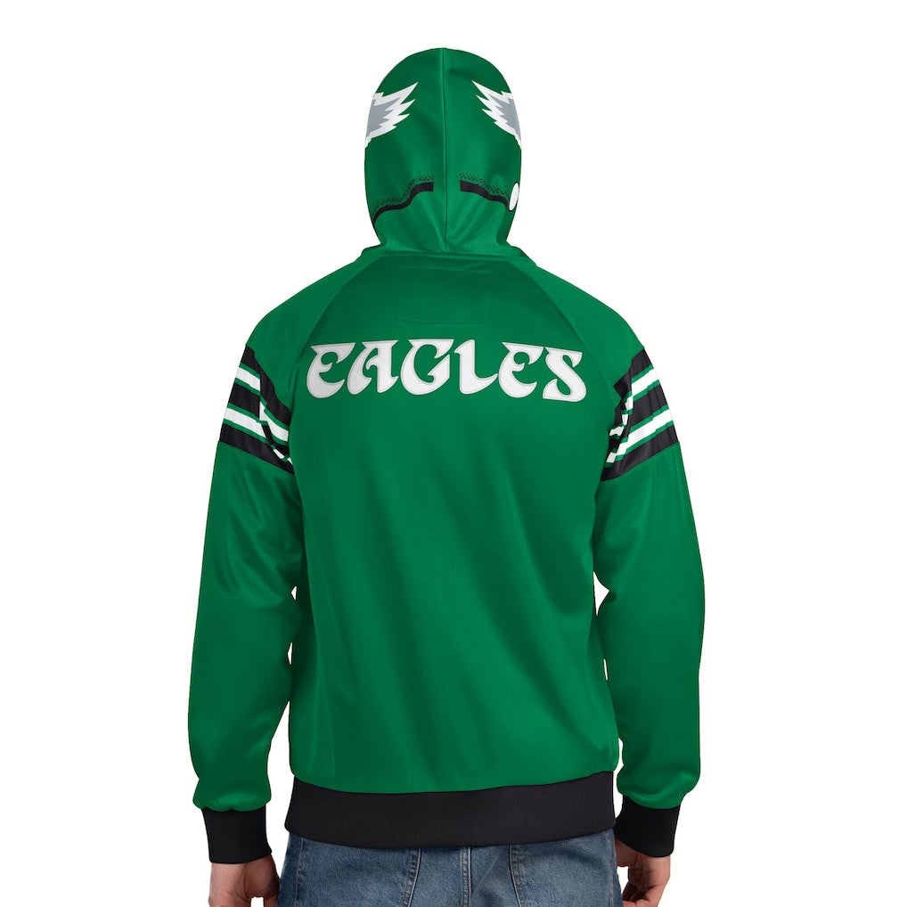 Philadelphia Eagles Pro Player Retro Helmet Full-Zip Hooded Track Jacket - Kelly Green/Black sale