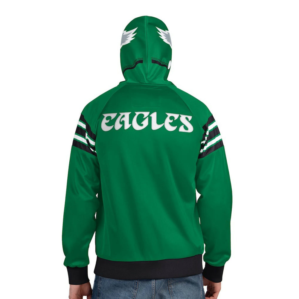 Philadelphia Eagles Pro Player Retro Helmet Full-Zip Hooded Track Jacket - Kelly Green/Black sale