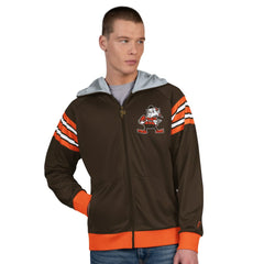 Cleveland Browns Pro Player Retro Helmet Full-Zip Hooded Track Jacket - Brown/Orange discount