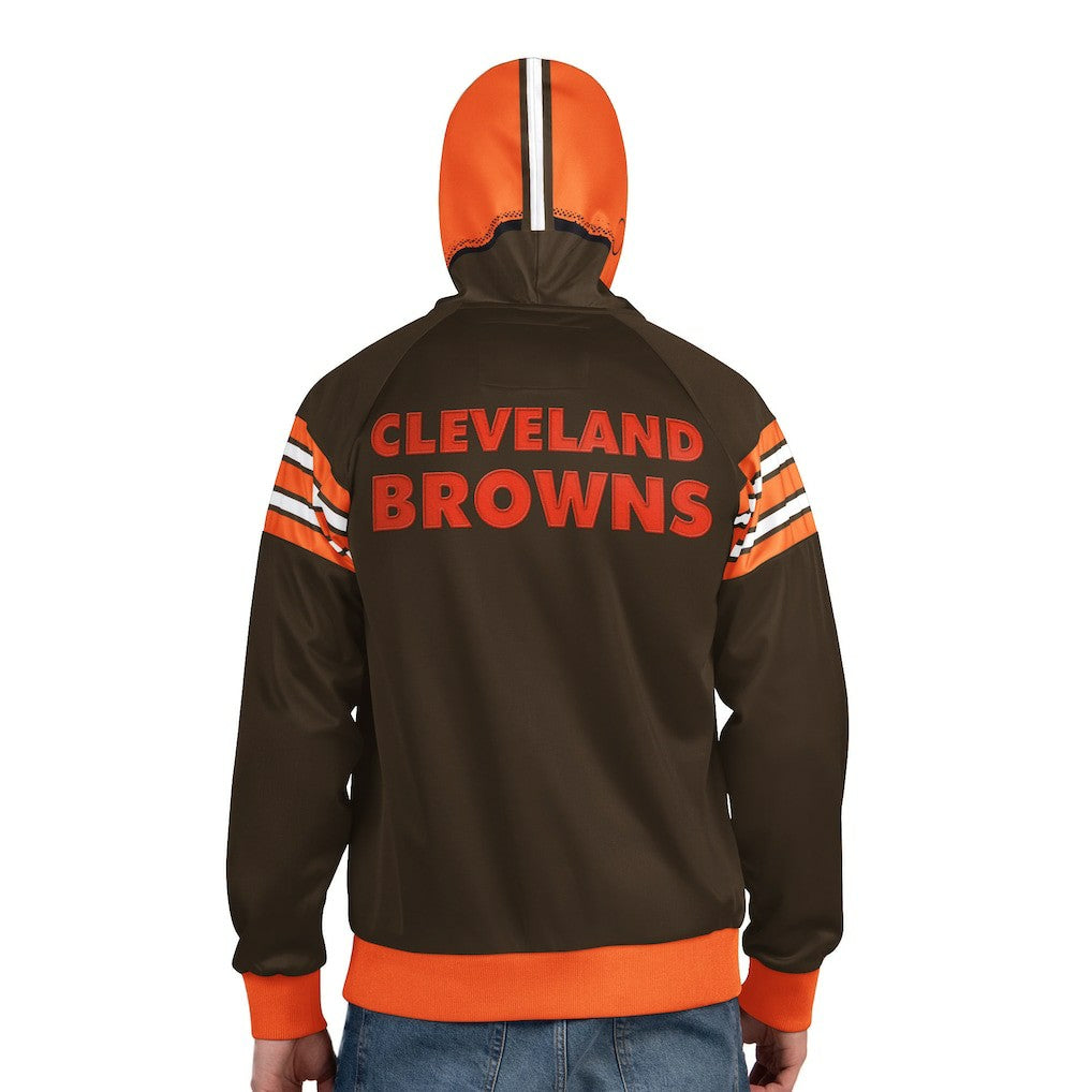 Cleveland Browns Pro Player Retro Helmet Full-Zip Hooded Track Jacket - Brown/Orange discount