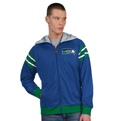 Seattle Seahawks Pro Player Retro Helmet Full-Zip Hooded Track Jacket - Royal/Green outlet