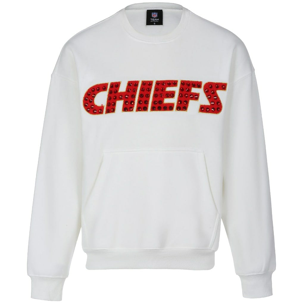 Kansas City Chiefs Cuce Women's Chenille Jeweled Sweatshirt - White online