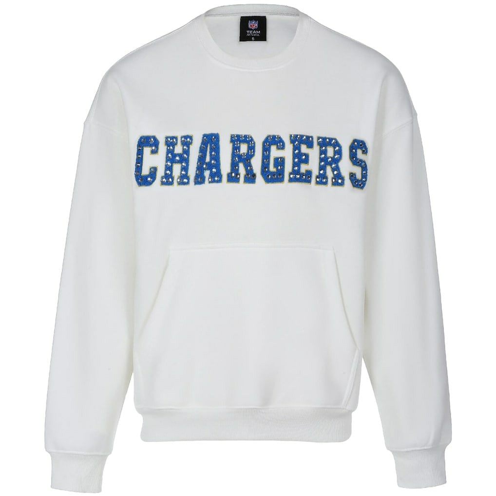 Los Angeles Chargers Cuce Women's Chenille Jeweled Sweatshirt - White online
