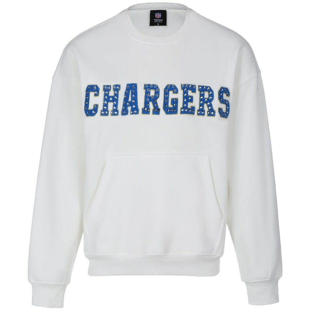 Los Angeles Chargers Cuce Women's Chenille Jeweled Sweatshirt - White online