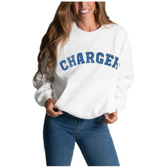 Los Angeles Chargers Cuce Women's Chenille Jeweled Sweatshirt - White online
